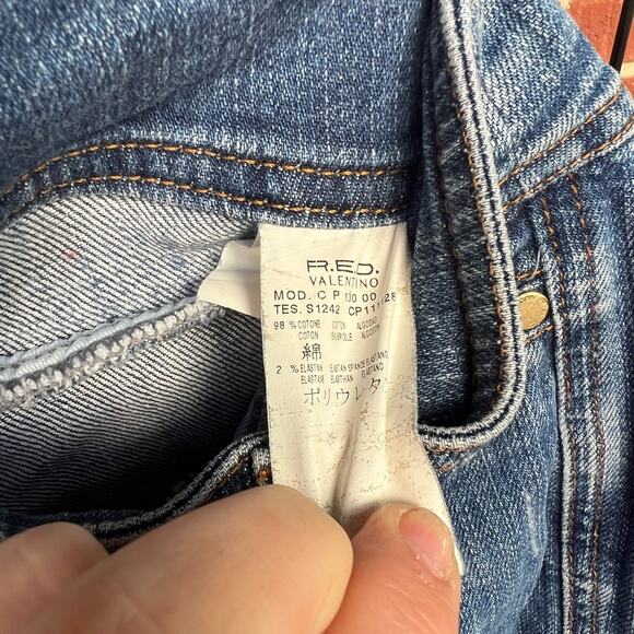 Red Valentino Double Button Straight Leg Stretch Denim Jeans, IT 44 US 6 - Picture 4 of 10